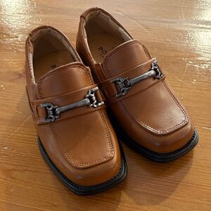 Kids Brown Dress Shoes with Metal Accent